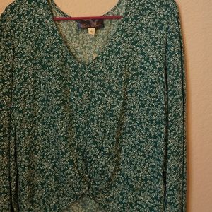 Francesca’s floral, soft, long sleeve blouse. Size large.